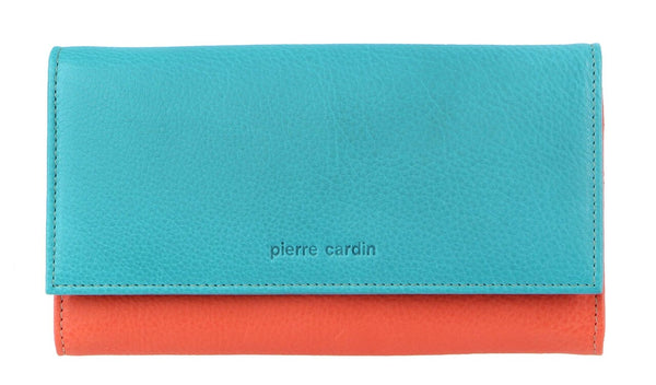 Pierre Cardin MultiColour Leather Ladies Wallet in Turquoise (PC3262)