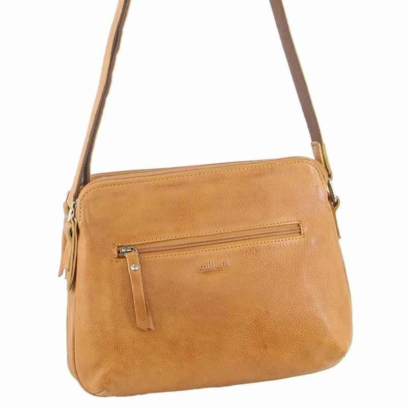 Milleni Ladies Leather Cross Body Bag in Caramel (NL10768)