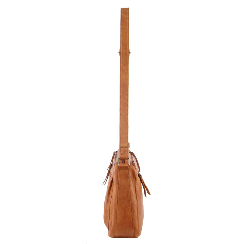 Milleni Nappa Leather Cross Body Bag in Cognac (NL9426)