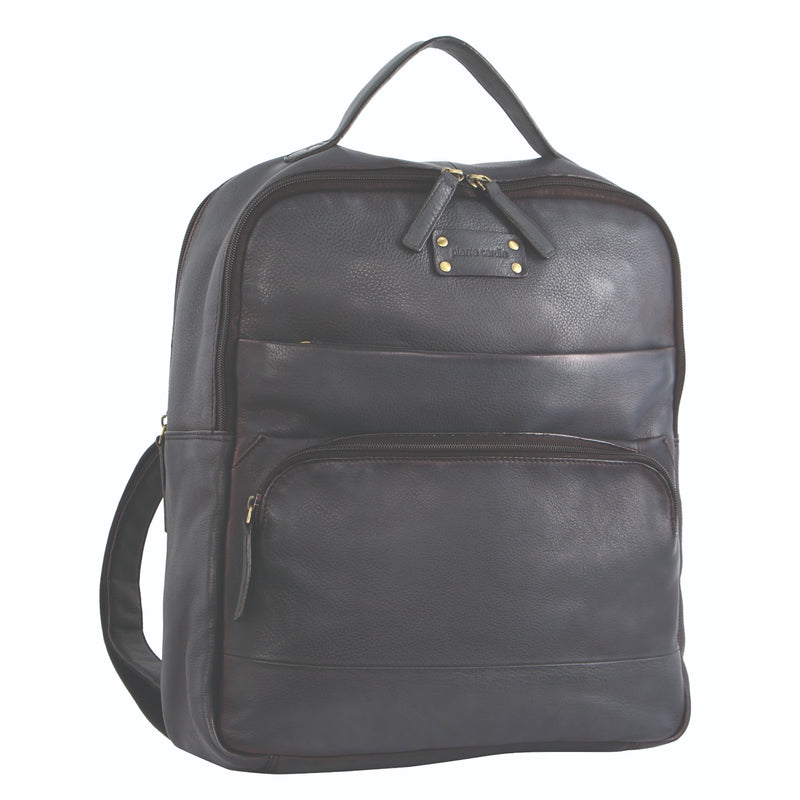Pierre Cardin Rustic Leather Backpack in Black (PC2808)