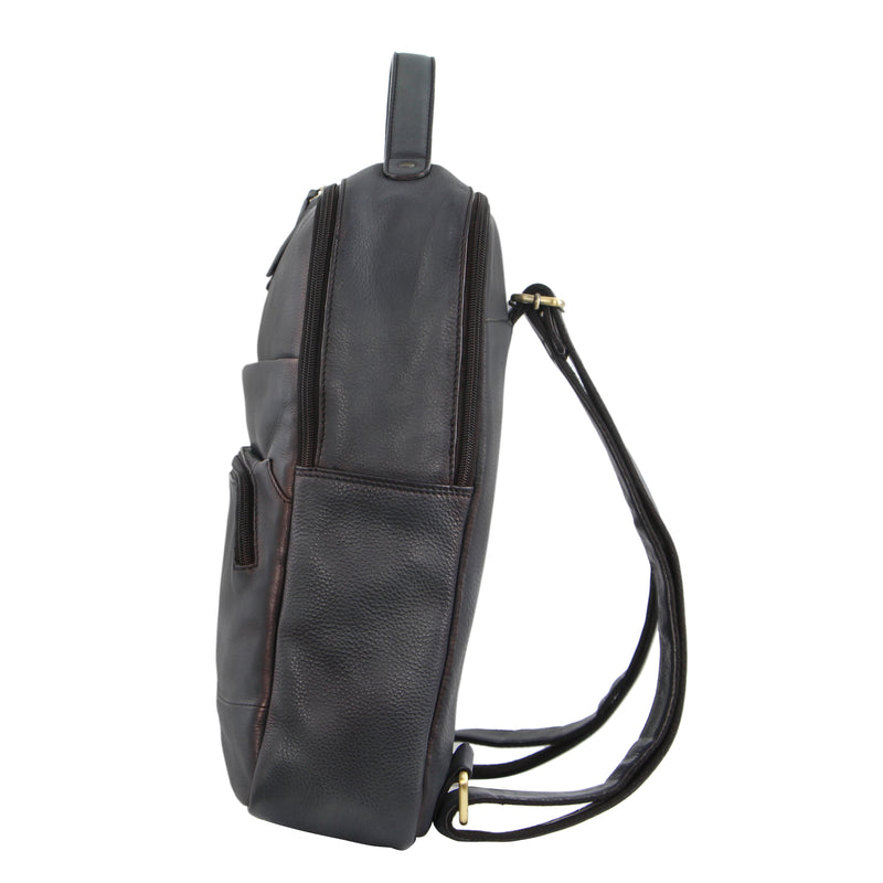 Pierre Cardin Rustic Leather Backpack in Black (PC2808)