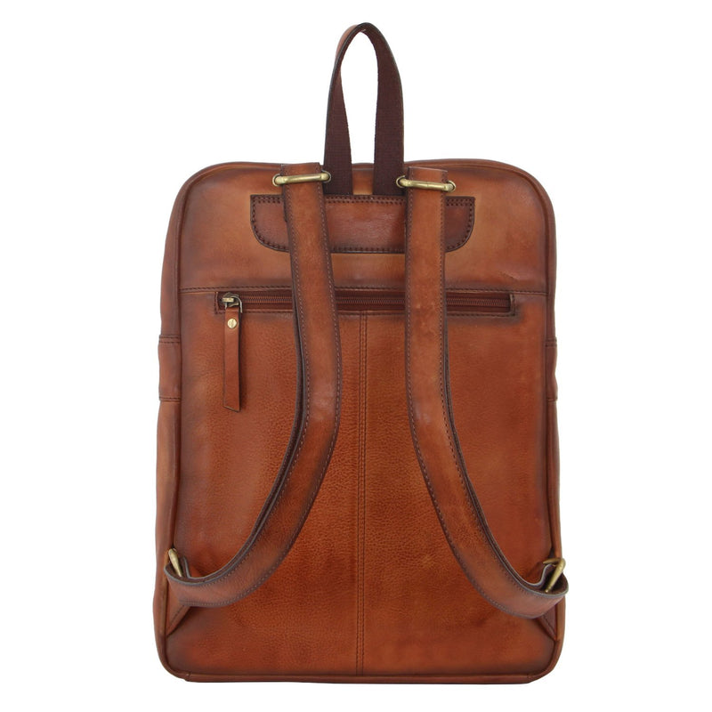 Pierre Cardin Burnished Leather Laptop Backpack in Cognac (PC 3332)