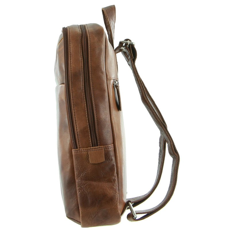 Pierre Cardin Rustic Leather Backpack in Cognac (PC2799)