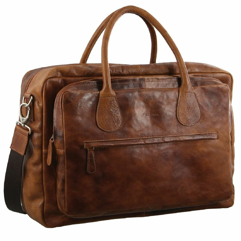 Pierre Cardin Rustic Leather Business/Overnight Bag in Cognac (PC2802)