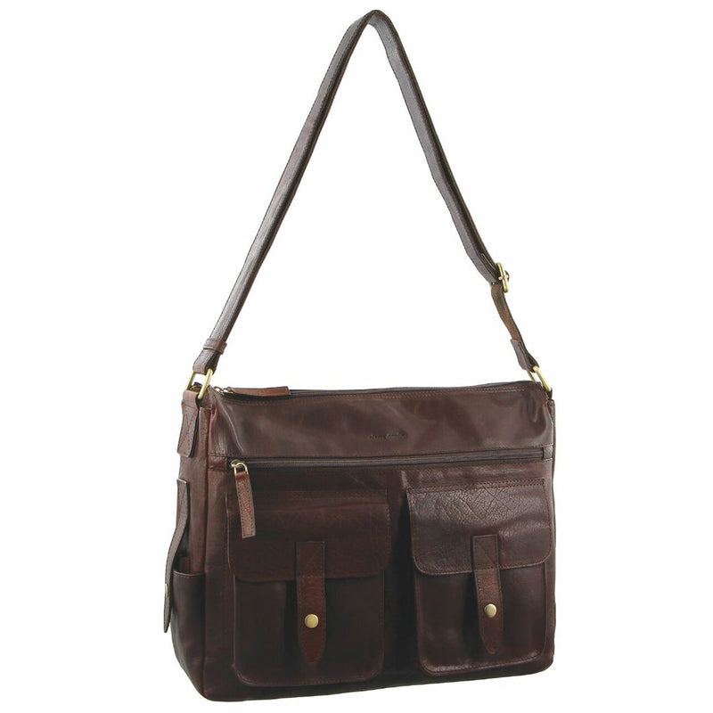 Pierre Cardin Rustic Leather Computer Bag/Satchel in Chestnut (PC2806)