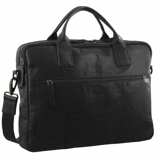 Pierre Cardin Rustic Leather Computer Bag in Black (PC2807)