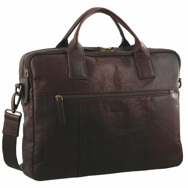 Pierre Cardin Rustic Leather Computer Bag in Chestnut (PC2807)