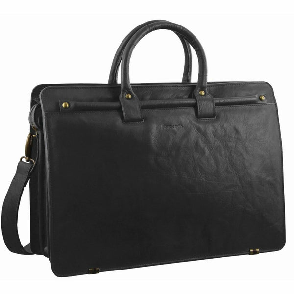 Pierre Cardin Rustic Leather Computer Bag in Black (PC2809)