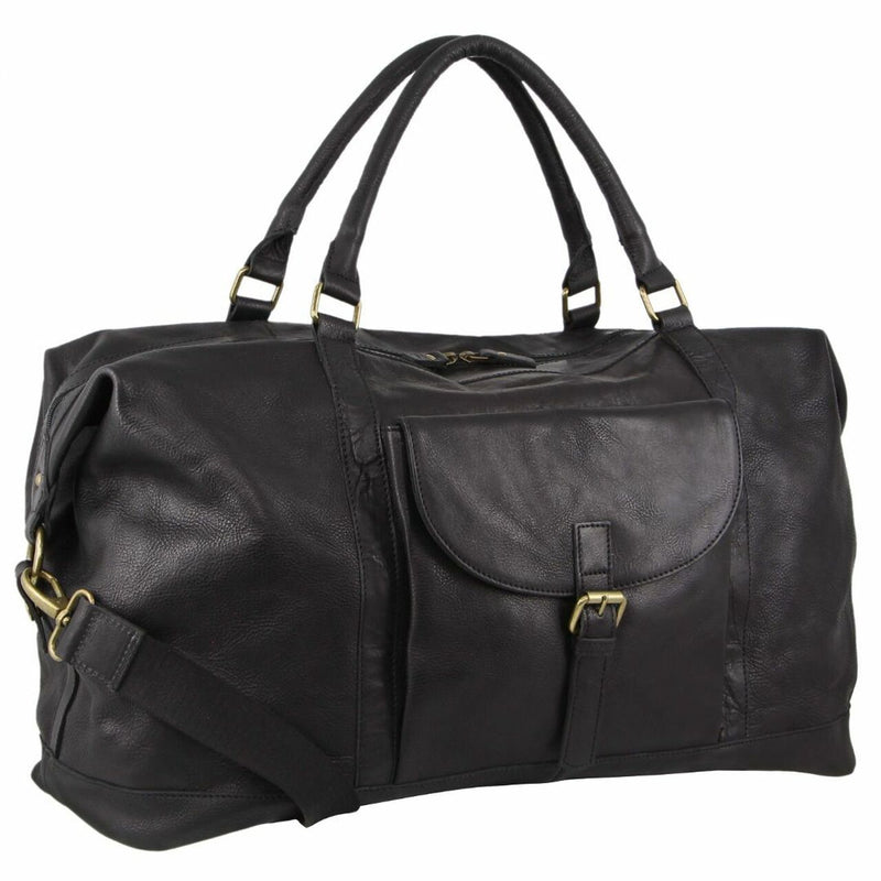 Pierre Cardin Rustic Leather Overnight Bag in Black (PC3134)